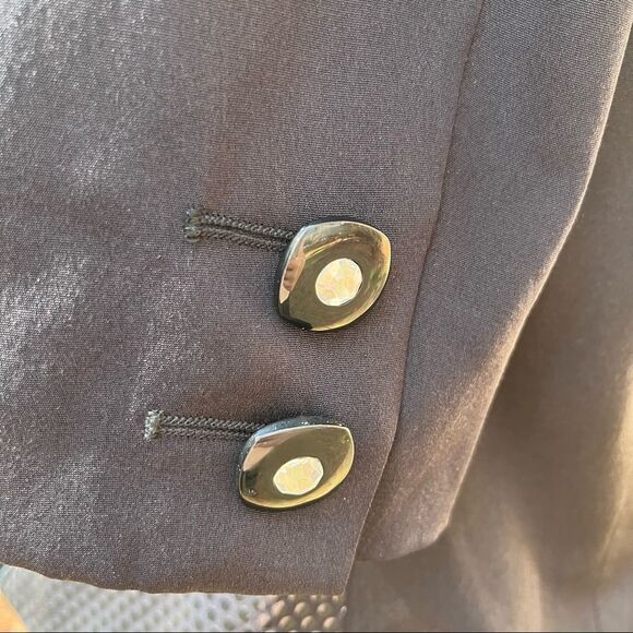 Vintage Louis Feraud Black Velvet Embellished Button Front Jacket 12 - Picture 7 of 9